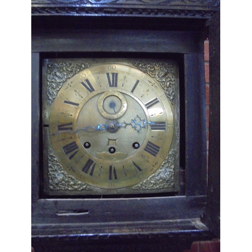 431 - OAK LONGCASE CLOCK BRASS DIAL RICHARD LISCOMBE MORETON