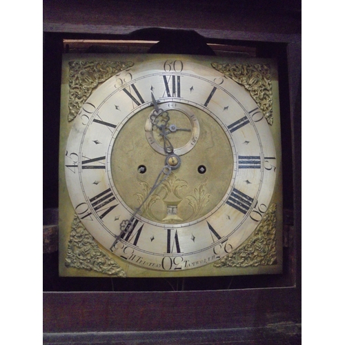 432 - OAK LONGCASE CLOCK BRASS DIAL H. TRISTAN TAMWORTH