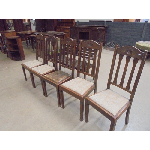 508 - SET 5 OAK DINING CHAIRS