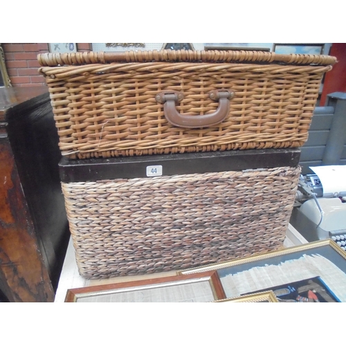 44 - BOX & WICKER BASKET