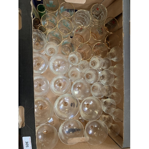 305 - QUANTITY OF GLASSWARE