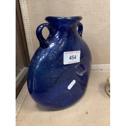 454 - BLUE GLASS VASE