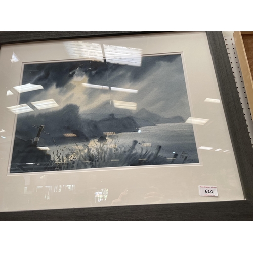 614 - FRAMED WATERCOLOUR SIGNED