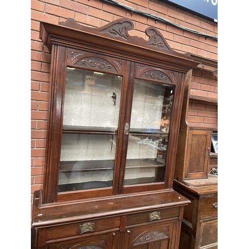 621 - EDWARDIAN MAHOGANY BOOKCASE CABINET