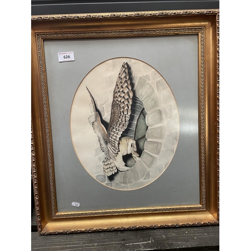 626 - GILT FRAMED OWL PICTURE