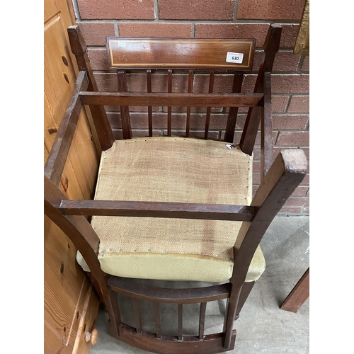 630 - PAIR INLAID MAHOGANY DINING CHAIRS