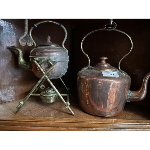 752 - COPPER KETTLE & SPIRIT KETTLE