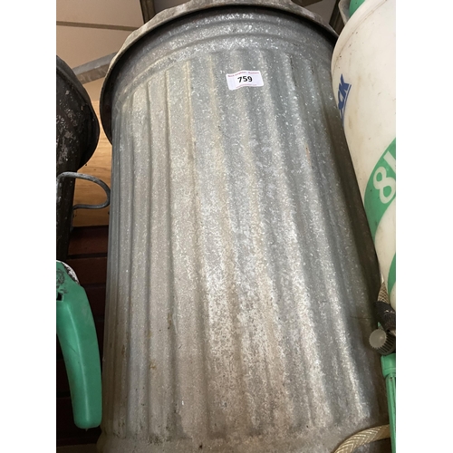 759 - GALVANISED DUSTBIN