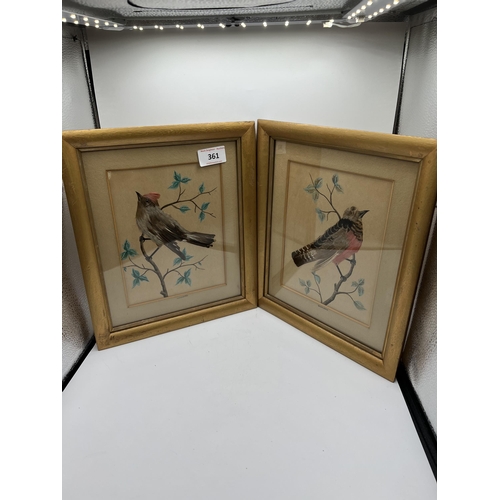 361 - FRAMED FEATHER BIRD PICTURES