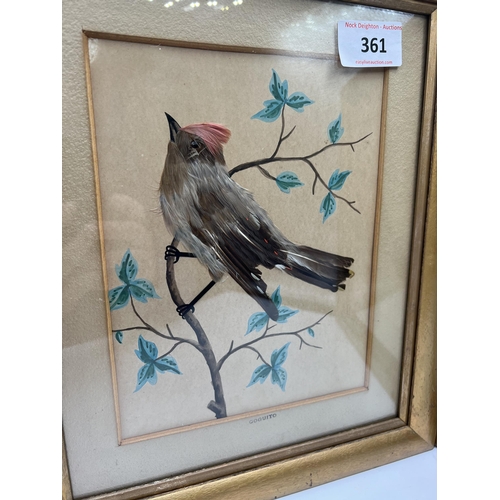 361 - FRAMED FEATHER BIRD PICTURES