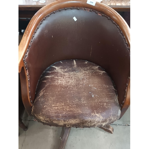 164 - LEATHER UPHOLSTERED CAPTAINS CHAIR