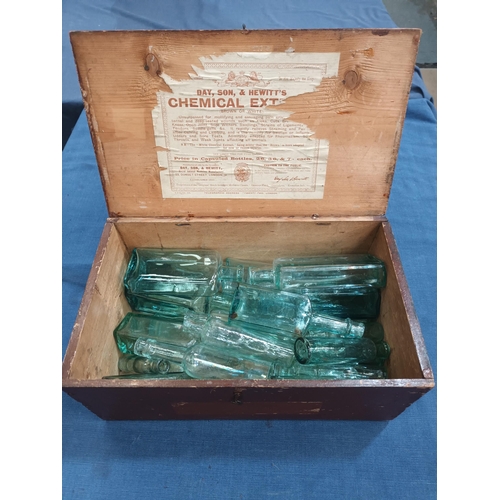 21 - WOODEN BOX AND BOTTLES