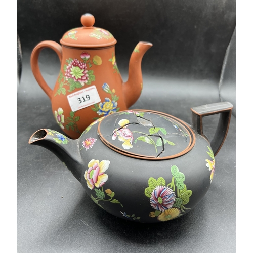 319 - WEDGEWOOD ENAMEL WARE TEAPOTS