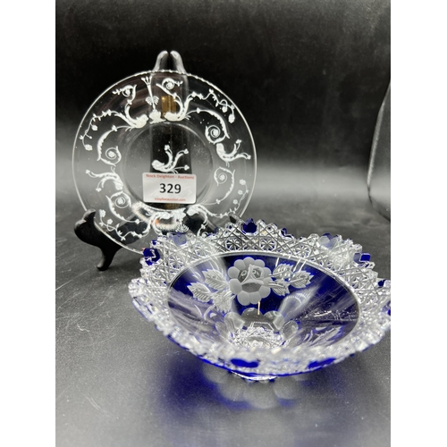 329 - MEISSEN CRYSTAL BOWL AND DISH