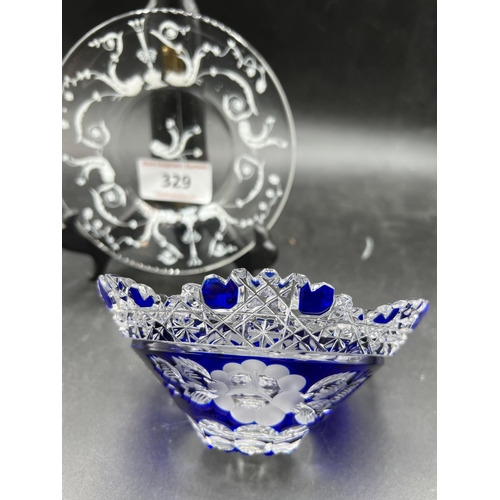 329 - MEISSEN CRYSTAL BOWL AND DISH