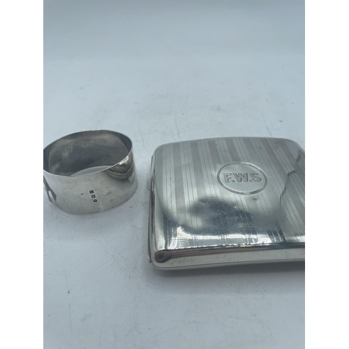 637 - CIGARETTE CASE AND NAPKIN RING