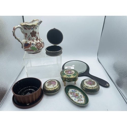 291 - MIRROR AND TRINKET BOXES