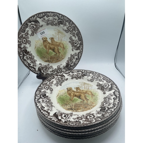 320 - 8 SPODE HUNTING DOG PLATES