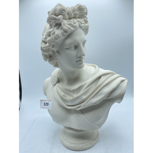 329 - COPELAND BUST OF APOLLO 1861 ART UNION OF LONDON C DELPECH THIS IS A COPY OF A GREEK ORIGINAL BUST I... 