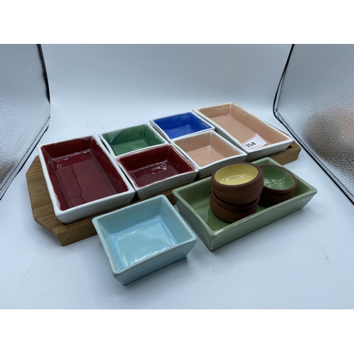 354 - C H BRANNAN SET ON WOODEN TRAY