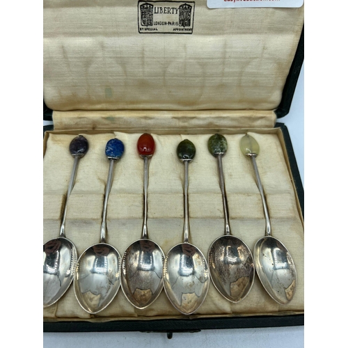 528 - CASED SET OF SOLID SILVER COFFEE SPOONS  LIBERTY & LO. BIRMINGHAM 1924.  46G