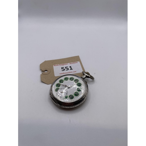 551 - FRENCH POCKET WATCH ENAMAL FACE