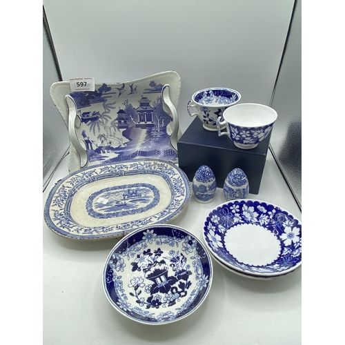 597 - BLUE AND WHITE WARE