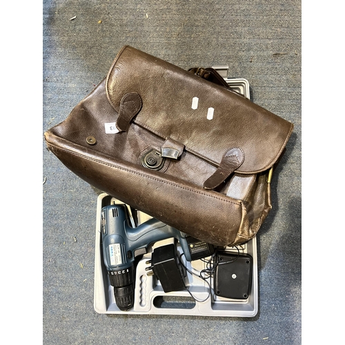 293 - LEATHER BAG & CORDLESS DRILL