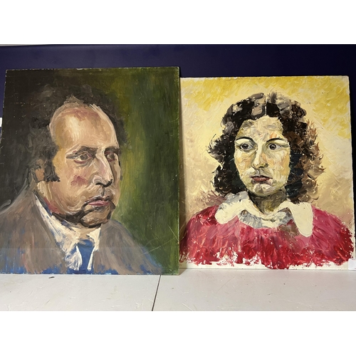 417 - PAIR OF OIL ON BOARD PORTRAITS