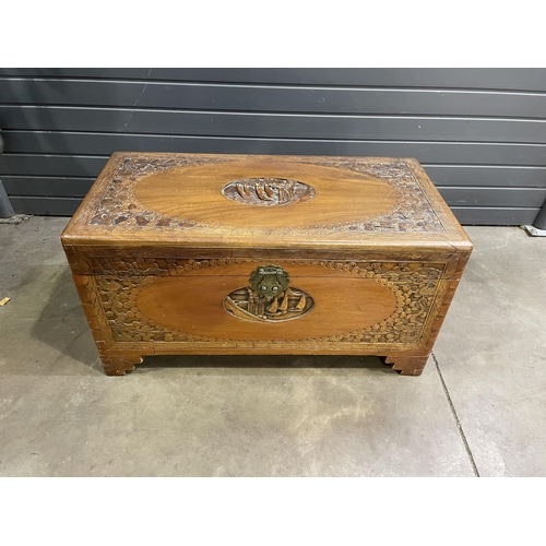 221 - ORIENTAL CARVES CAMPHOR WOOD CHEST