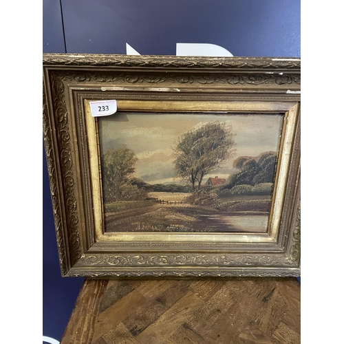 233 - OIL ON BOARD IN A GILT FRAME