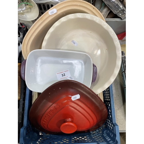 32 - BOWLS INCLUDING HEART SHAPED LE CREUSET