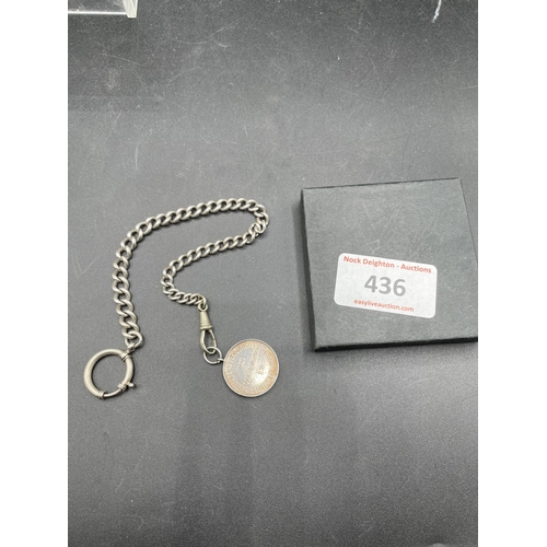 436 - STERLING SILVER POCKET WATCH CHAIN 37G