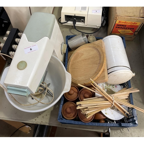 6 - FOOD MIXER & BOX OF KITCHENALIA