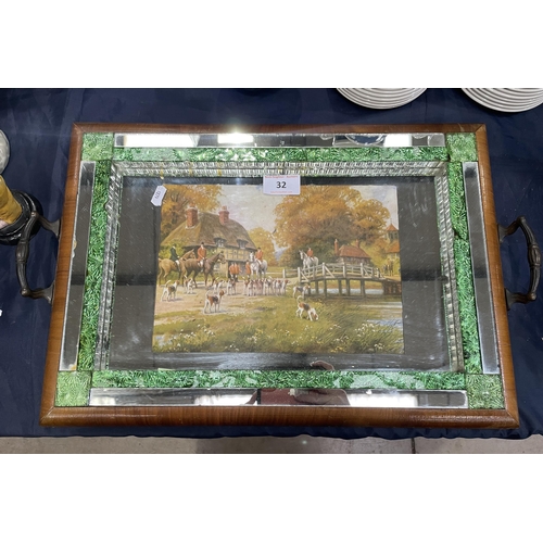 32 - HUNTING STAINED GLASS TRAY