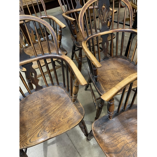 250 - FIVE WINDSOR BACK ARMCHAIRS