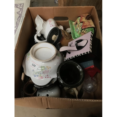 520 - BOX OF CROCKERY