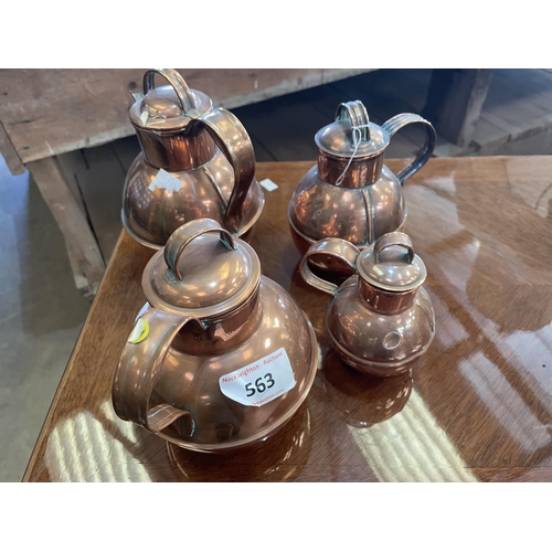 563 - 4 COPPER POTS