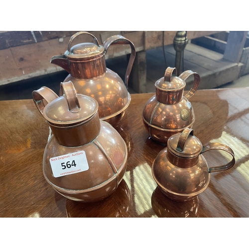 564 - 4 COPPER POTS