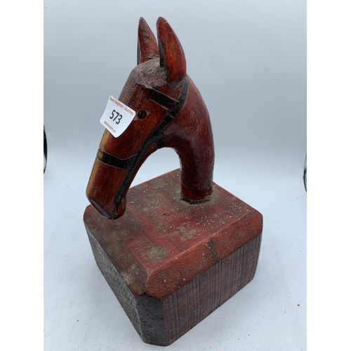 573 - WOODEN HORSES HEAD