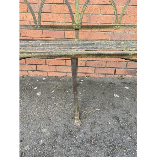 262 - REGENCY RIBBONED STEEL BENCH ON CLAW FEET APPROX 10FT