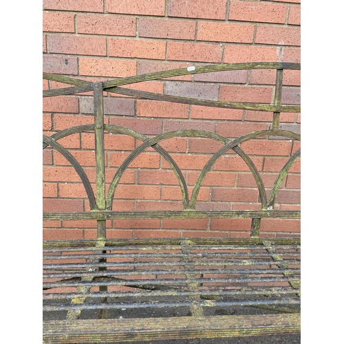 262 - REGENCY RIBBONED STEEL BENCH ON CLAW FEET APPROX 10FT