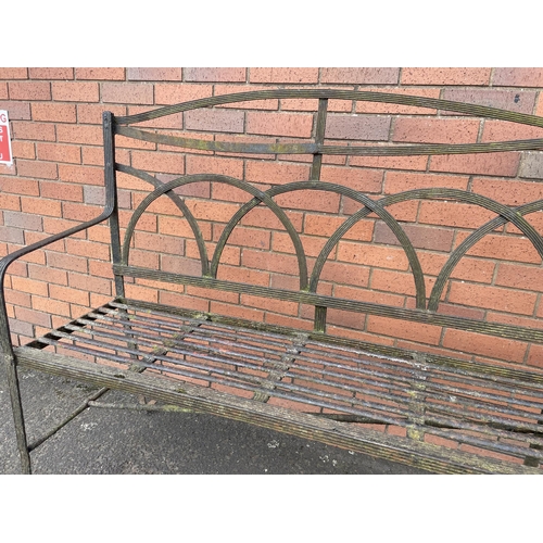 262 - REGENCY RIBBONED STEEL BENCH ON CLAW FEET APPROX 10FT