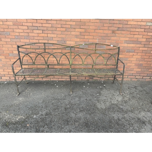 262 - REGENCY RIBBONED STEEL BENCH ON CLAW FEET APPROX 10FT