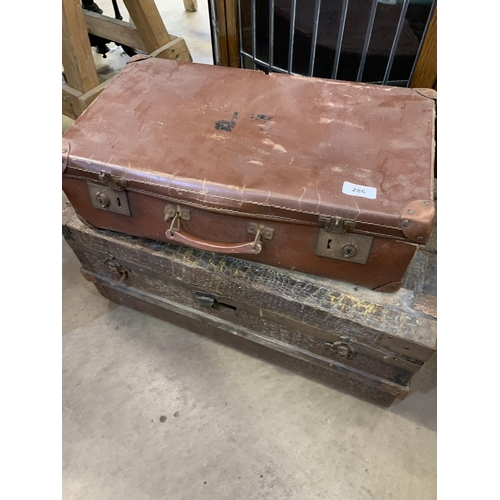 286 - TIN CHEST & SUITCASE