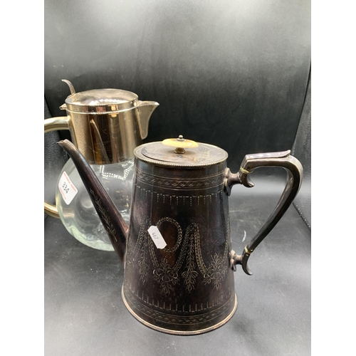 334 - SILVER PLATED WATER JUG ETC