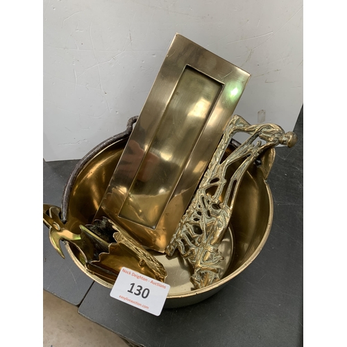 130 - BRASS JAM PAN ETC