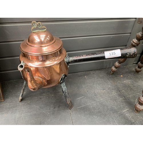 135 - COPPER KETTLE ON STAND