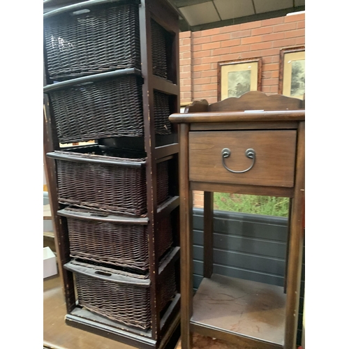 179 - WICKER DRAWER UNIT & BEDSIDE TABLE