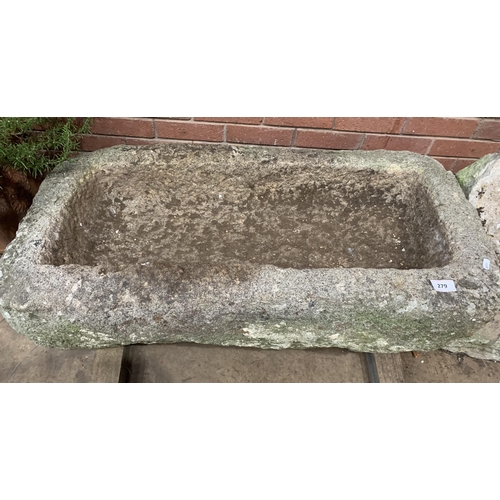 279 - CORNISH GRANITE CARVED STONE PLANTER FROM THE ISLE OF WIGHT APPROX 4FT